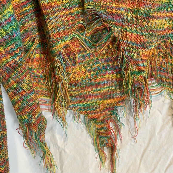 Haptics Multicolor Distressed Knit Sweater Rainbow Tattered Lightweight Small - Picture 5 of 6